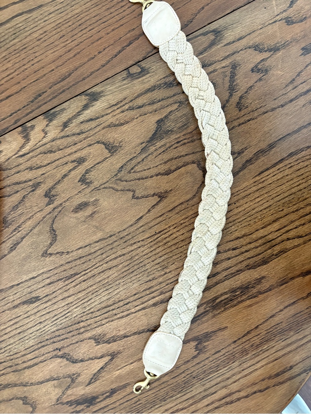 Neutral Cream Braided Strap with Gold Hardware - Home Accent